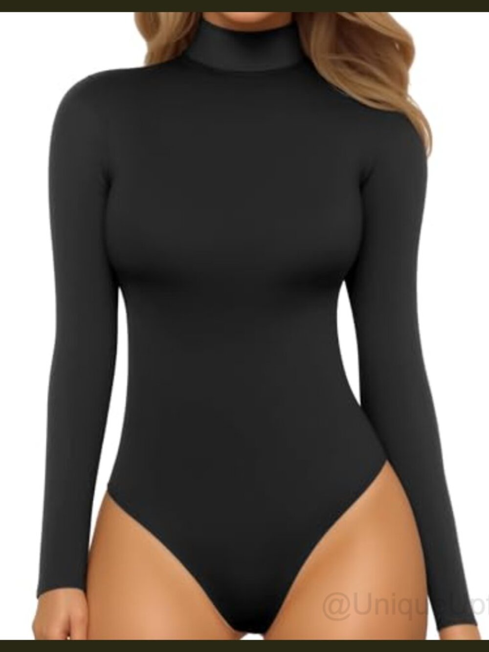 Mock Turtleneck Long Sleeve Bodysuit Jumpsuit Snap Closure Slimming